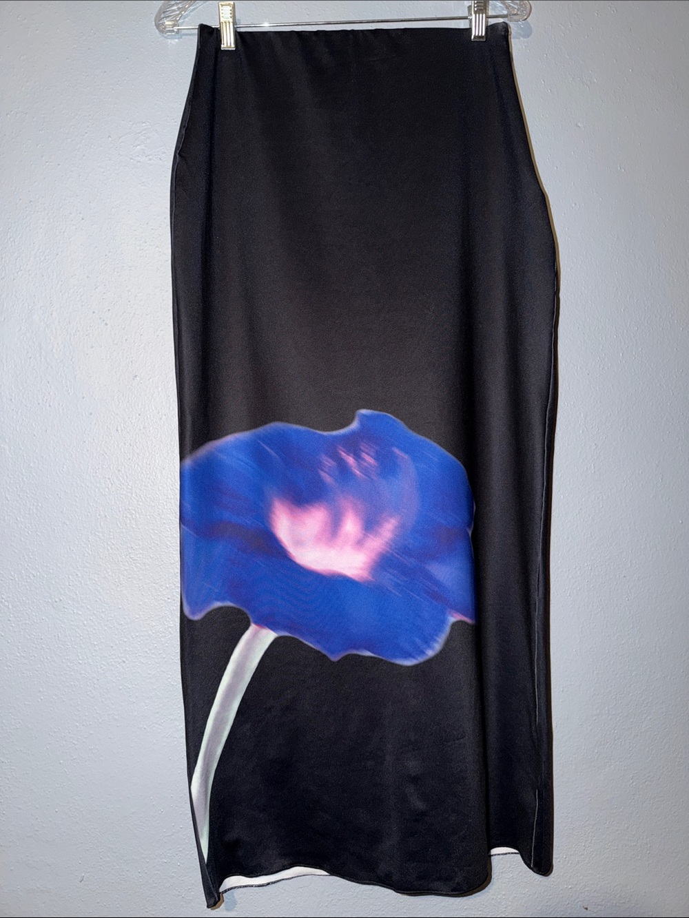 NET Black Bandeau and Midi Skirt with Blue & Pink Floral Print. See all pics